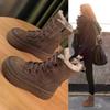 Stivali da Viaggio Outdoor alla Moda da Donna Stivali da Alpinismo in Camoscio Stivali da Neve a Metà Polpaccio con Pelliccia Spessa Inverno 2025 Scarpe di Cotone con Zeppa