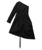 Teulimingbeodeu One-Shoulder Oblique Shirring One-Piece [ Black ]