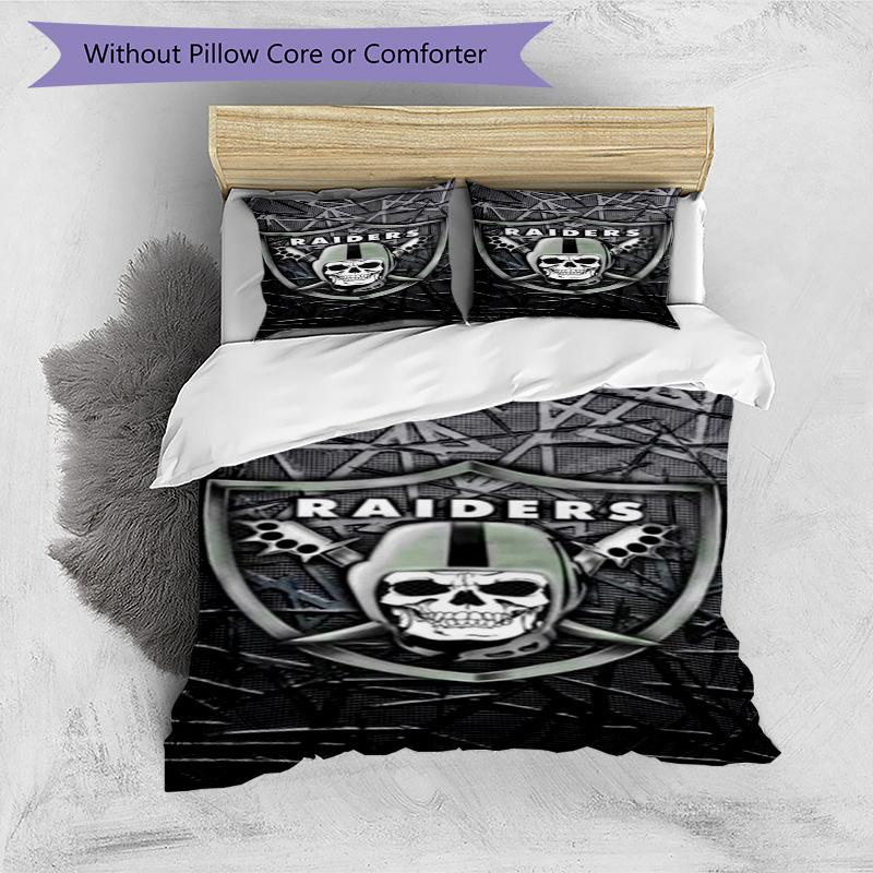 Raiders Football Legacy Printed Pattern Duvet Cover Set – includes 1 duvet cover and 2 matching pillowcases Bedroom decor Christmas gifts