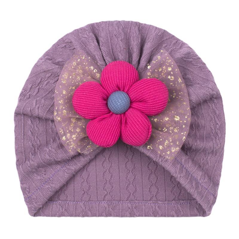 Spring new children's hats, bronzing mesh bow flower baby hats, cute baby hats