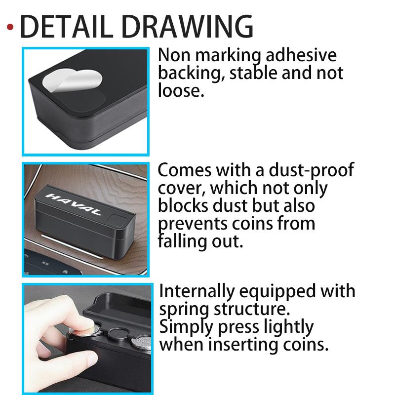 Car Coin Storage Change Box Creative Purse Euro Dispenser Holder For Haval Jolion H1 H2 H3 H4 H5 H6 H7 H8 H9 M6 F7x M4 F5 F7