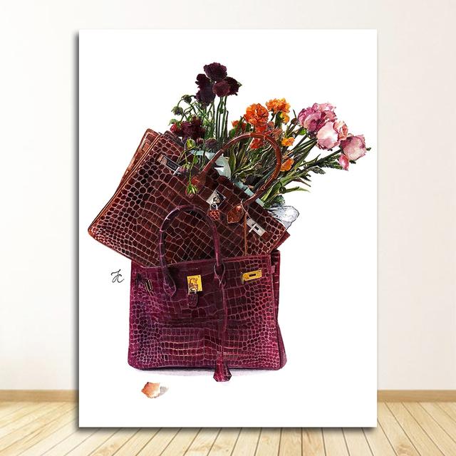 Posters And Prints Wall Pictures For Living Room Fashion Girl Bag Balloon Champagne Salon Wall Art Print Canvas Painting Nordic