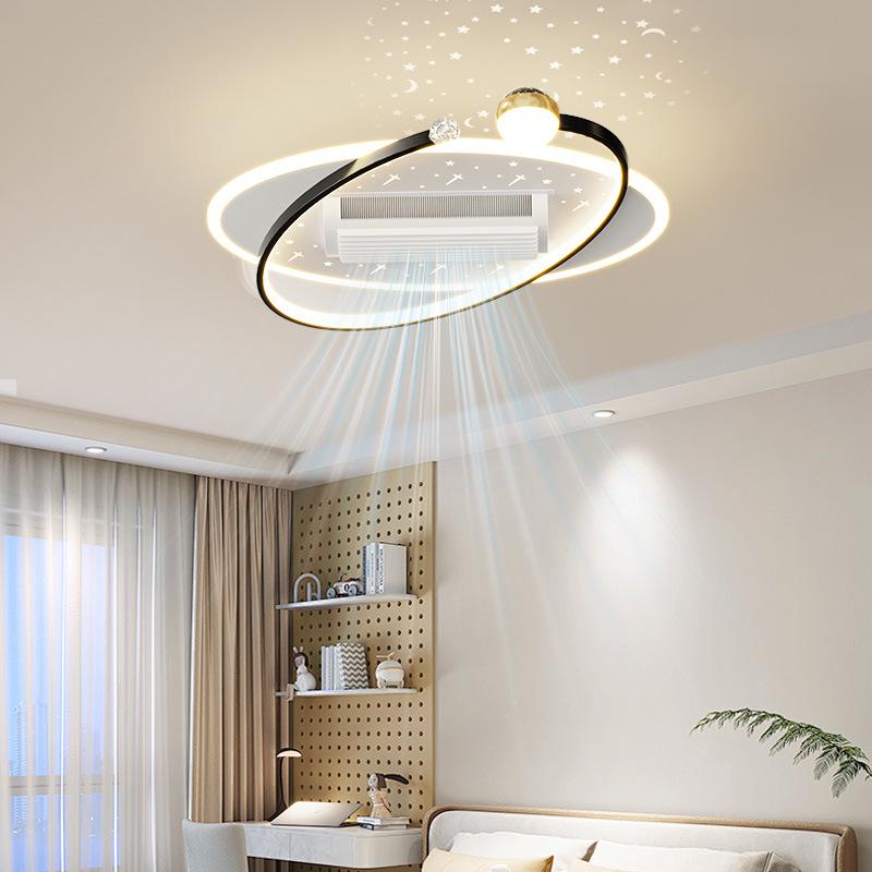 Smart Voice-Controlled Leafless Ceiling Fan Light for Living Room/Bedroom, Tricolor, Stepless Dimming, 110V.