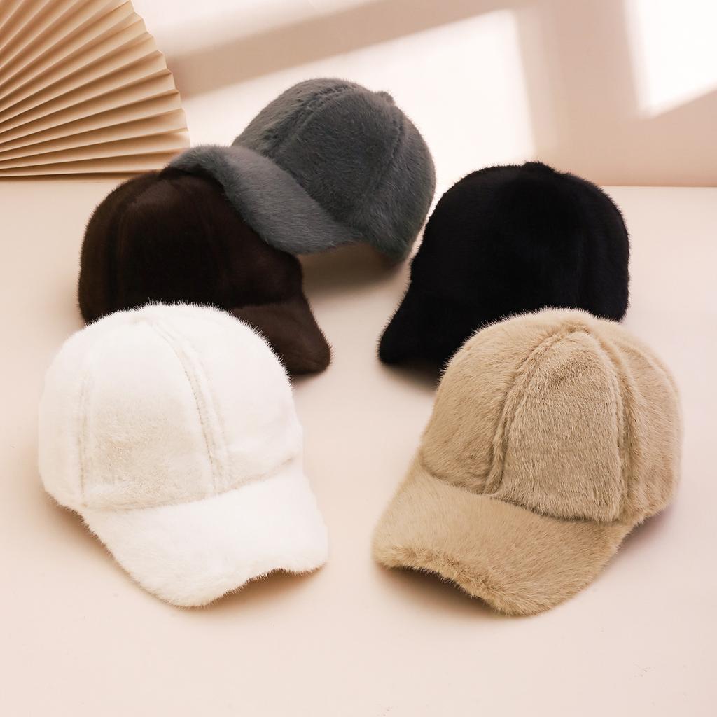 Single-color thick winter warm and versatile baseball cap, men's and women's daily casual outdoor commuting baseball cap