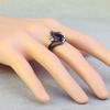 Women Romantic Faux Sapphire Horse Eye Shaped Hollow Out Ring Jewelry