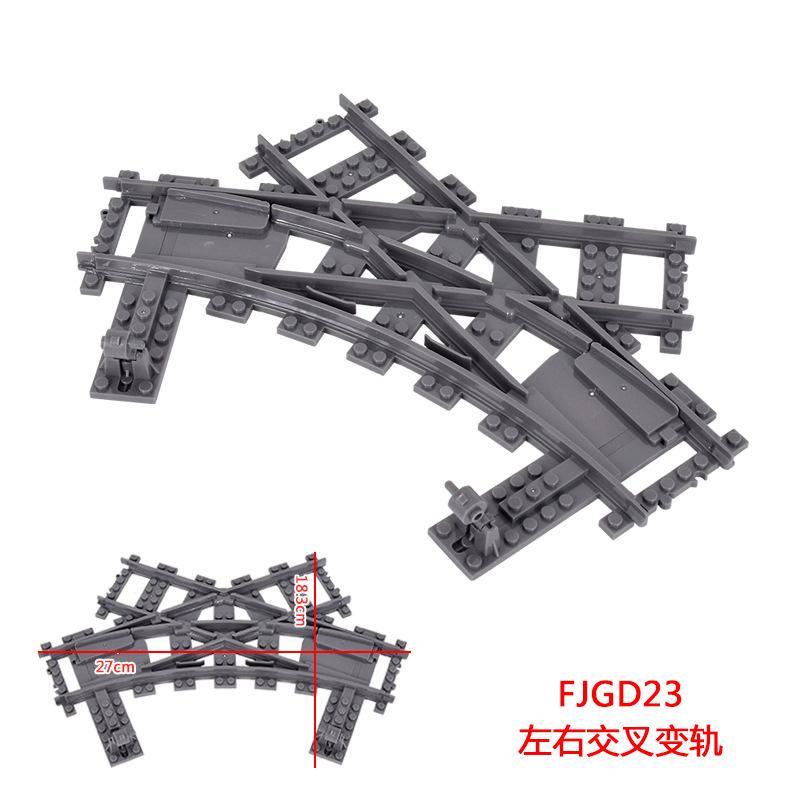 MOC Cross Track Railroad DIY Scene Building Blocks Multi Angle Curved Train Track Bricks Toys Rail Car Compatible With LEGO
