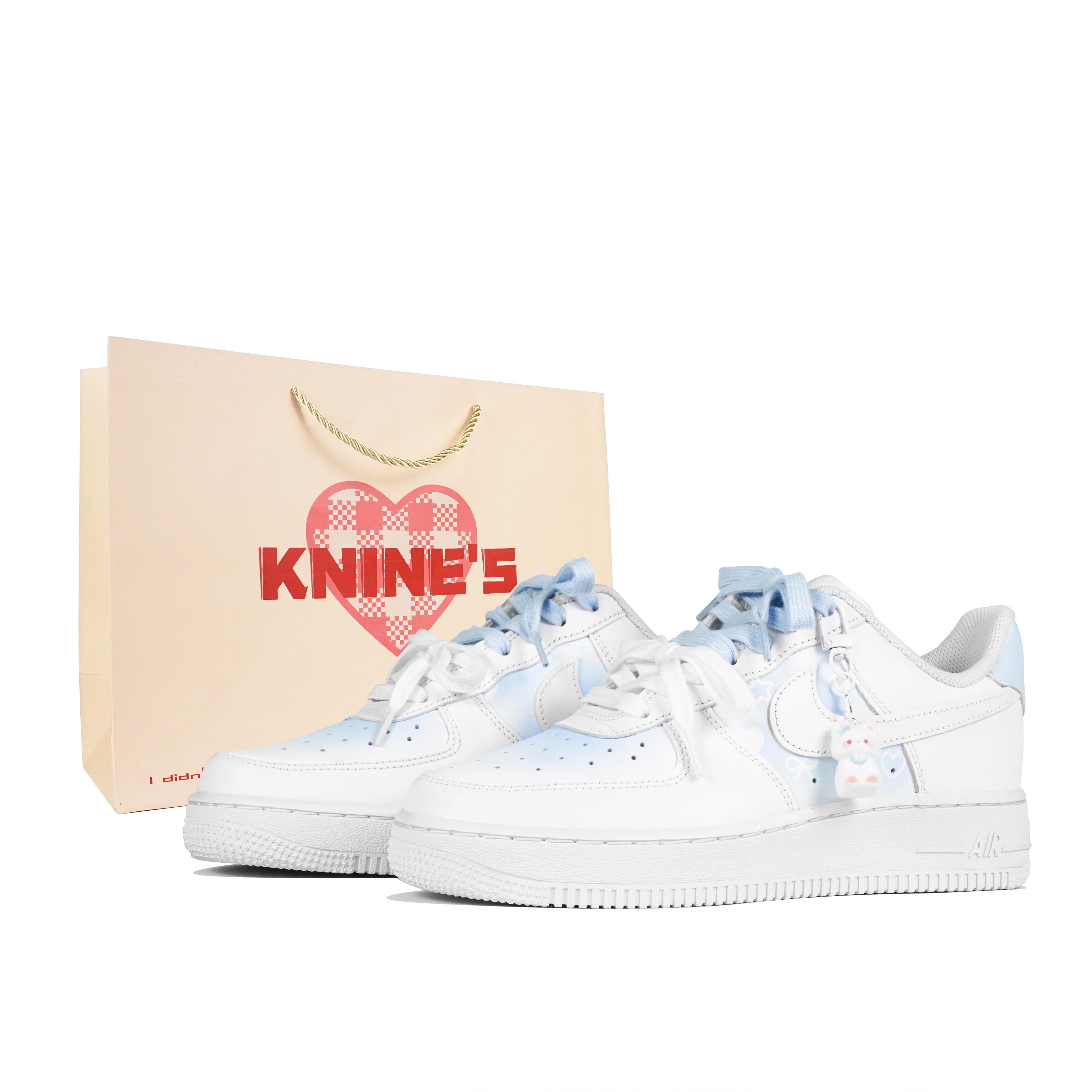 

Nike Air Force 1 Low top Skateboard Shoes Women s White Blue DD8959-100(Team-S-BOX) 36