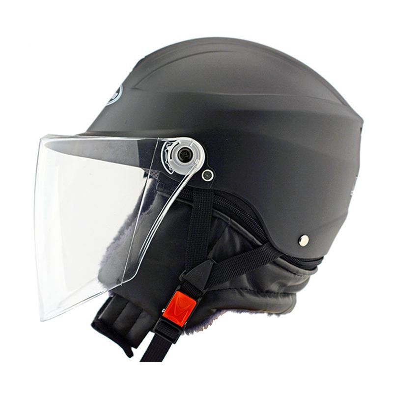 LMoDri  New Winter Motorcycle Keep Warm Helmet Motorbike Solid Color Helmet Motocross Helmet Open Face Retro