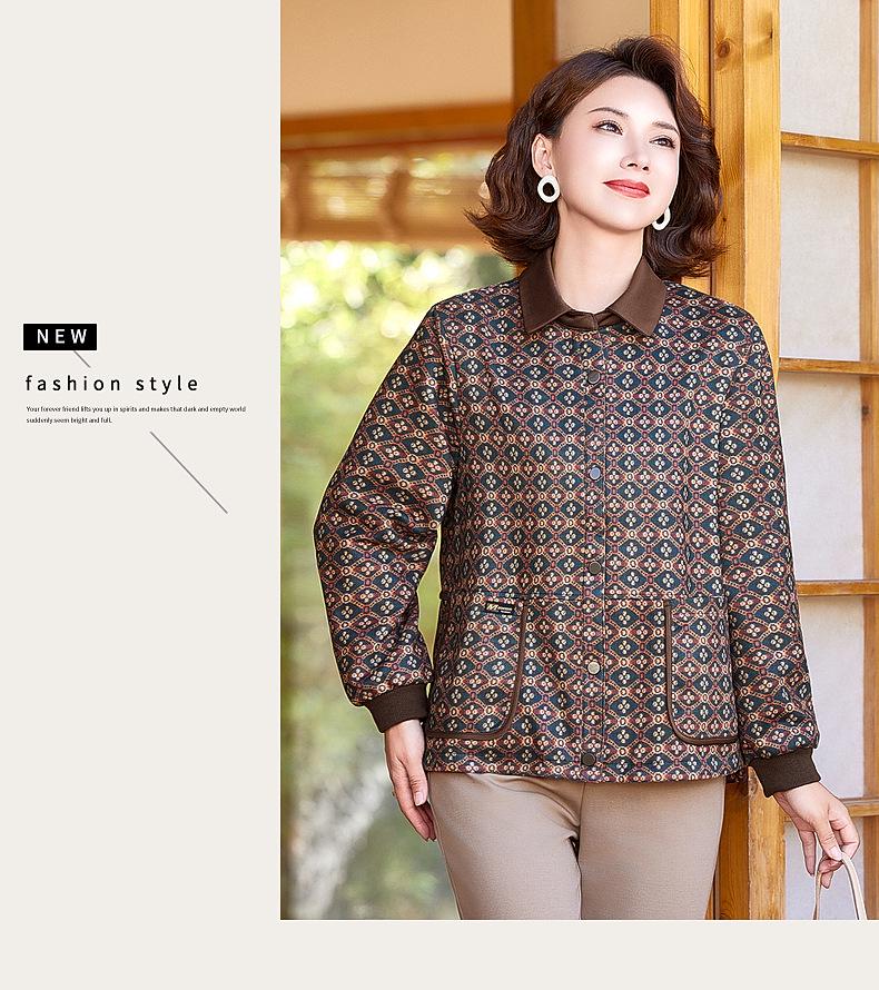 Autumn 2026 Floral Print Loose Coat for Middle-Aged and Elderly Women