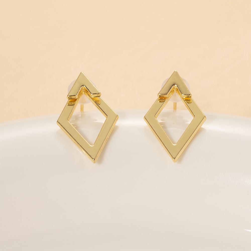 

Retro Minimalist Geometric Square Detachable Triangles Stud Earrings for Women Fashion Zircon Accessories Party Gifts золотий