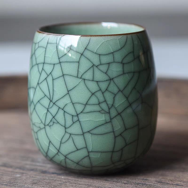 

Longquan Celadon Large Ceramic Tea Brewing Cup - Heat-Resistant, Crackle Glaze, Creative Office or Kung Fu Tea Set 260ml