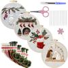 4 Sets Embroidery Starter Kit Christmas DIY Needlepoint Kit for Beginners Adults