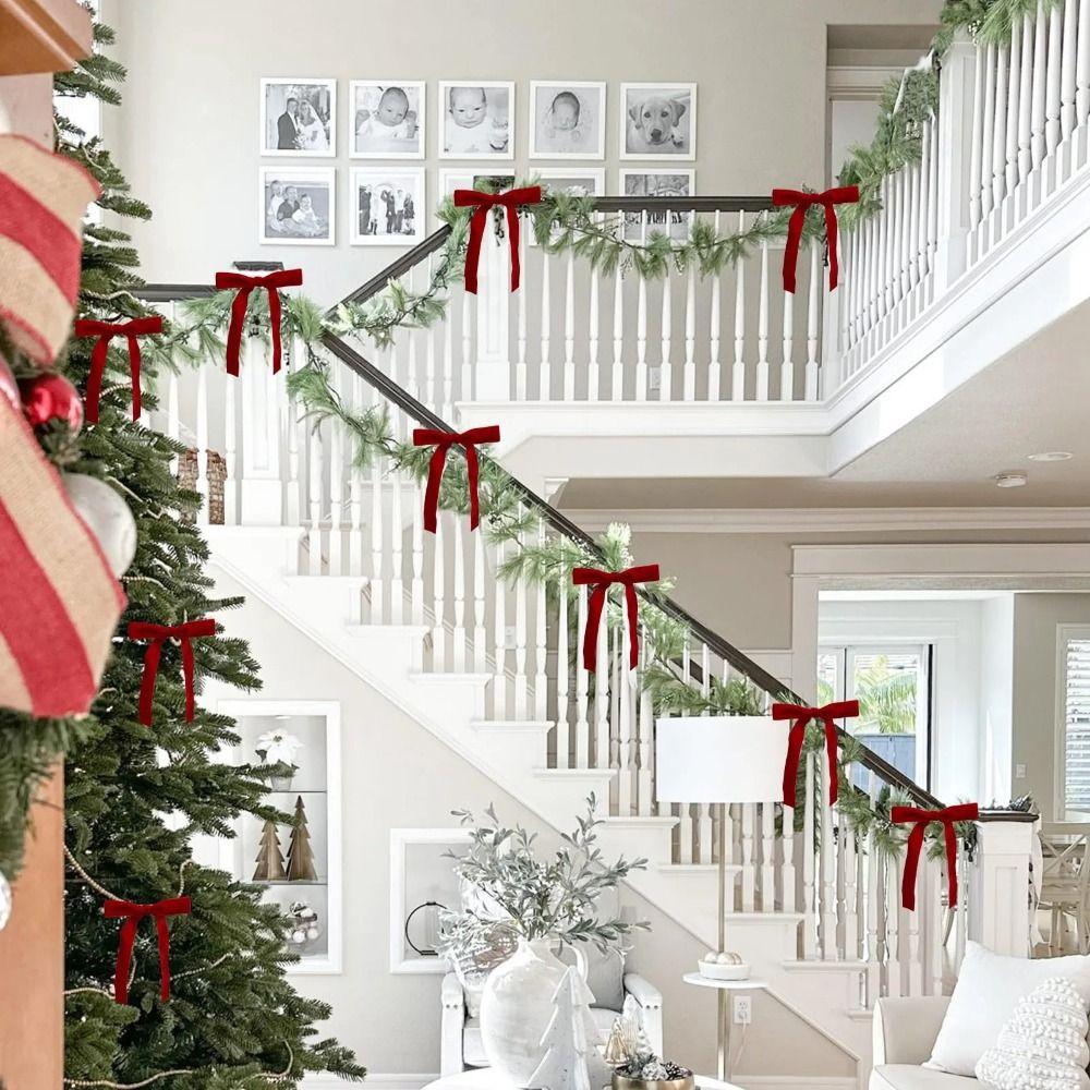 12pcs/set New Vintage Christmas Tree Bows Velvet DIY Wreath Bow Elegance Versatile Velvet Ribbon Bow Christmas Gift
