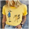 Unisex Baumwoll-Sommertop Retro-Animationsdruck Lockerer Rundhalsausschnitt Kurzarm Mode für Liebhaber