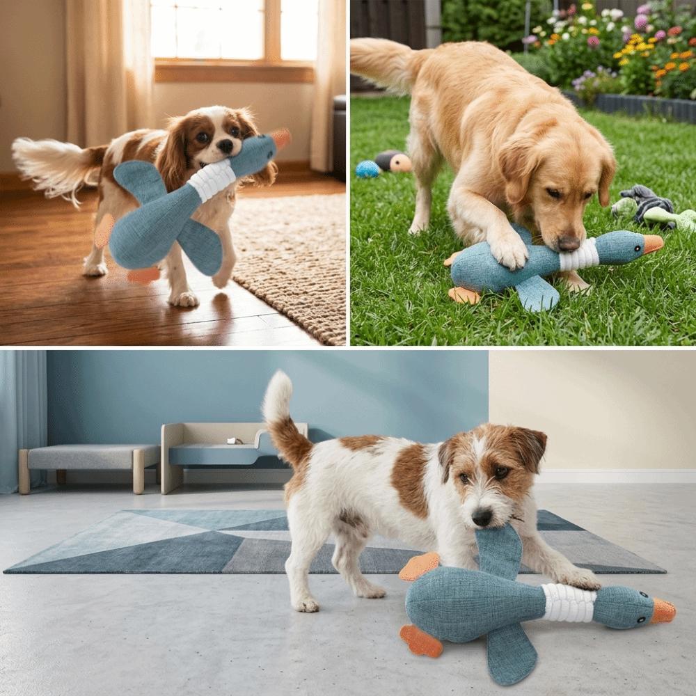 

Plush Surface Goose Pet Toy Goose Shaped Dog Chew Toy Sound Making Cat Molar Toy Teeth Cleaning серый