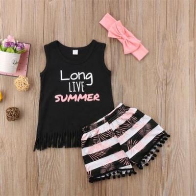 Μικρό βρεφικό γιλέκο για κοριτσάκια Crop Tops Κοντό παντελόνι Headband Ρούχα Καλοκαίρι