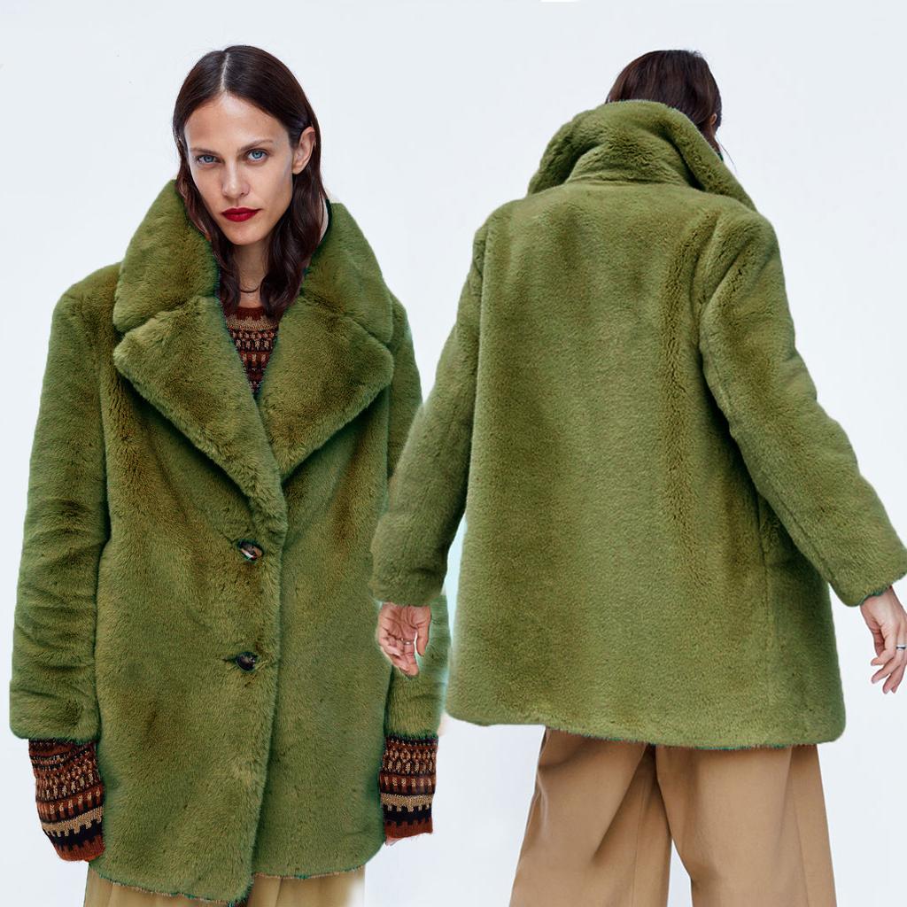 European station imitation fur coat women's medium and long Rex rabbit plush jacket retro European and American style casual and versatile