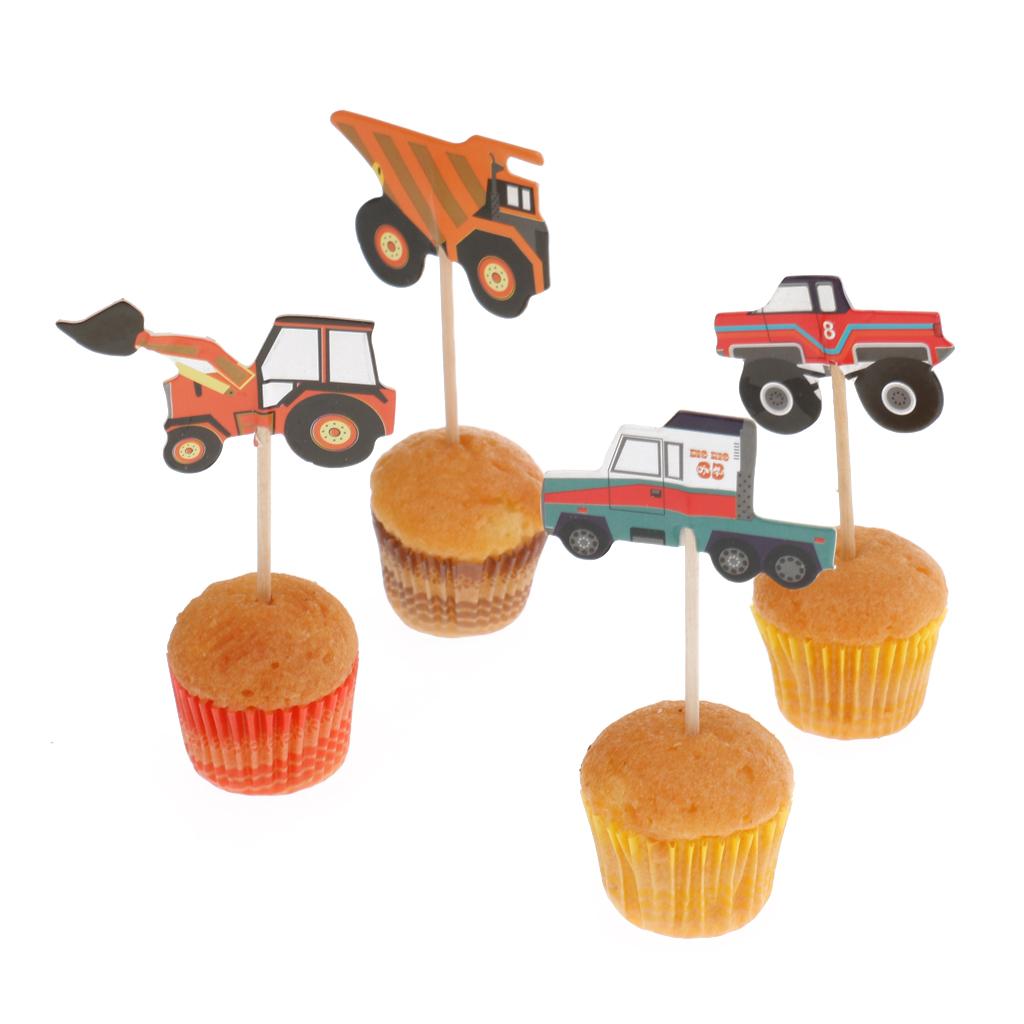 Cowboy Theme Cupcake Picks Cartoon Birthday Cake Topper Decorations Paper Wooden Ornaments for Kids Event