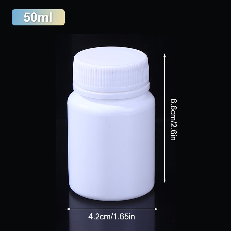 15-180ml Plastová Láhev Bílá Lékovka se Šroubovacím Víčkem Potravinářský PE Úložný Balicí Kontejner Krabička na Pilulky Pouzdro Držák