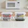AILTEC Glass Airtight Storage Set of Glass Microwave and Oven Prepare In Lid BPA Rectangular Heat-Resistant Containers, 640ml, 4, Tupperware, Safe,