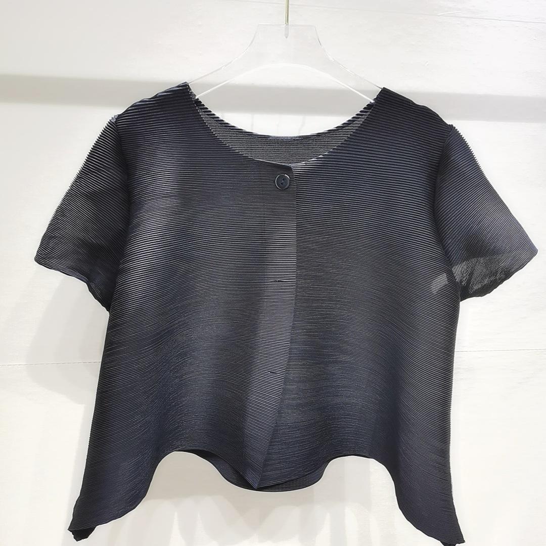 

Плиссированные куртки женские дикие свободные однобортные топы с воротником с лацканами летняя одежда One Size чёрный