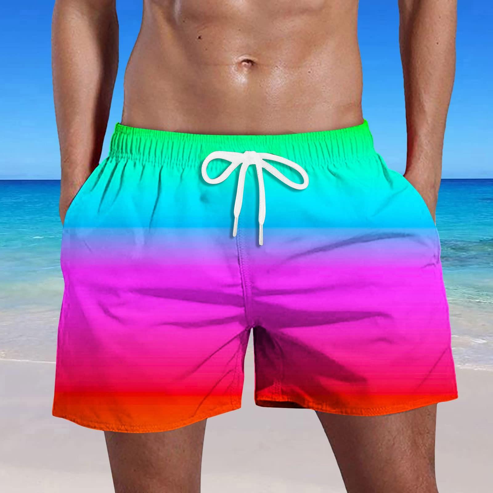 

Мужские летние плавки, быстросохнущие шорты с карманами и пляжные шорты с градиентным принтом S фиолетовый