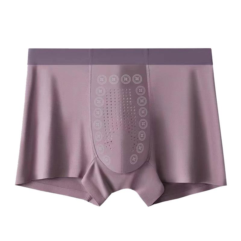 

Men’s Seamless Tourmaline Modal Boxer Briefs, Breathable Plus Size, Autumn/Winter Style. 4XL светло-фиолетовый