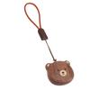 Bear Head Keychain Black Walnut Wood Keyring Phone Strap Cartoon Keyring Bag Decoration Accessory
