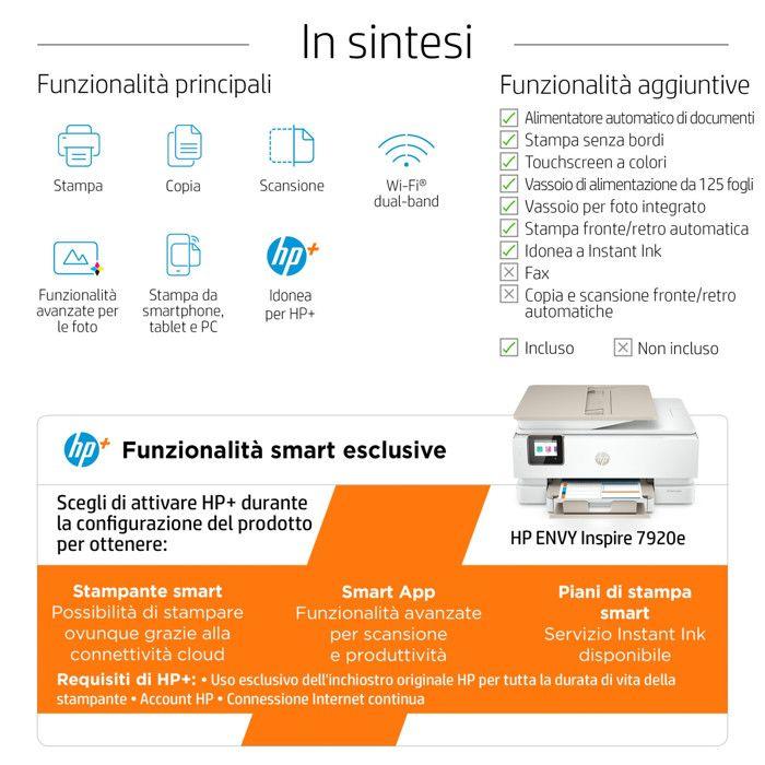 HP ENVY Inspire 7920e All-in-One HP+ Imprimante multifonction jet d'encre couleur A4 imprimante, scanner, photocopieur