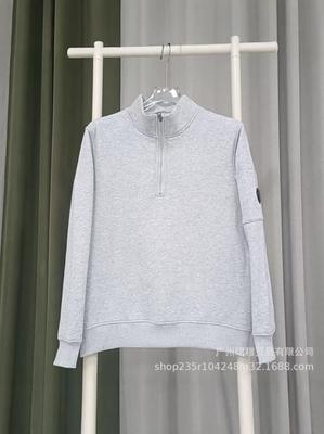 Cross-border Foreign Trade CP Half-zipper Sweater Spot Half-zipper Fleece Sweater Solid Color Pocket Lens Badge Men's and Women's Models