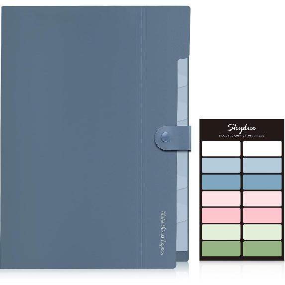 SKYDUE Expanding File Organizer with 8 Pockets, Accordion File Folders with Labels, Portable Document Paper Bill Receipt Organizer, Home College