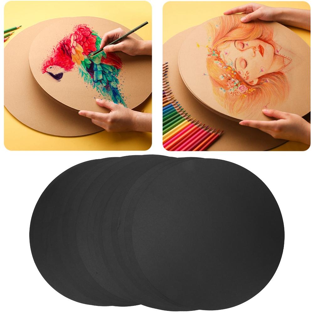 20Pcs Blank Runde Papier Verdickt Hand Zeichnung Skizzieren DIY Karton CraftBlack Papier
