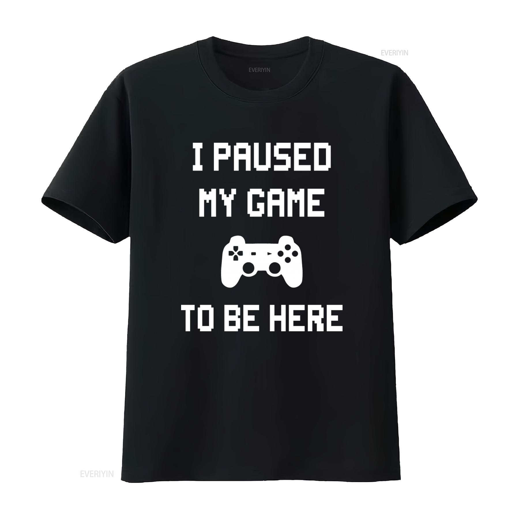 

Makaya Mens Gaming T Shirt Funny Slogan I Paused My Game To Be Here Blue S XXXXXL vintage Washed Slightly Versatile Stylish 4XL
