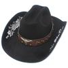 Fashion Embroidered Suede Western Cowboy Hat Big Brim Curved Brim Bull Head Accessories Jazz Hat Men and Women Couple Knight Hat
