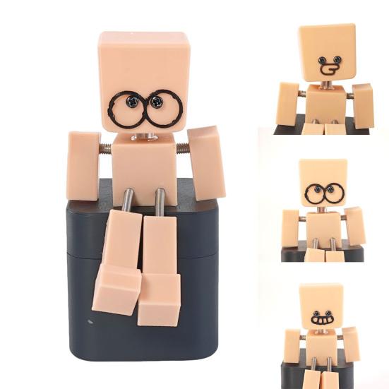 Yousheng Wackelnde Füße Puppe 3D Gedruckte Wackelmann Figur Batteriefreie Physikgetriebene Schaukeldekoration mit 12 Ausdrücken für Armaturenbrett Auto Büro