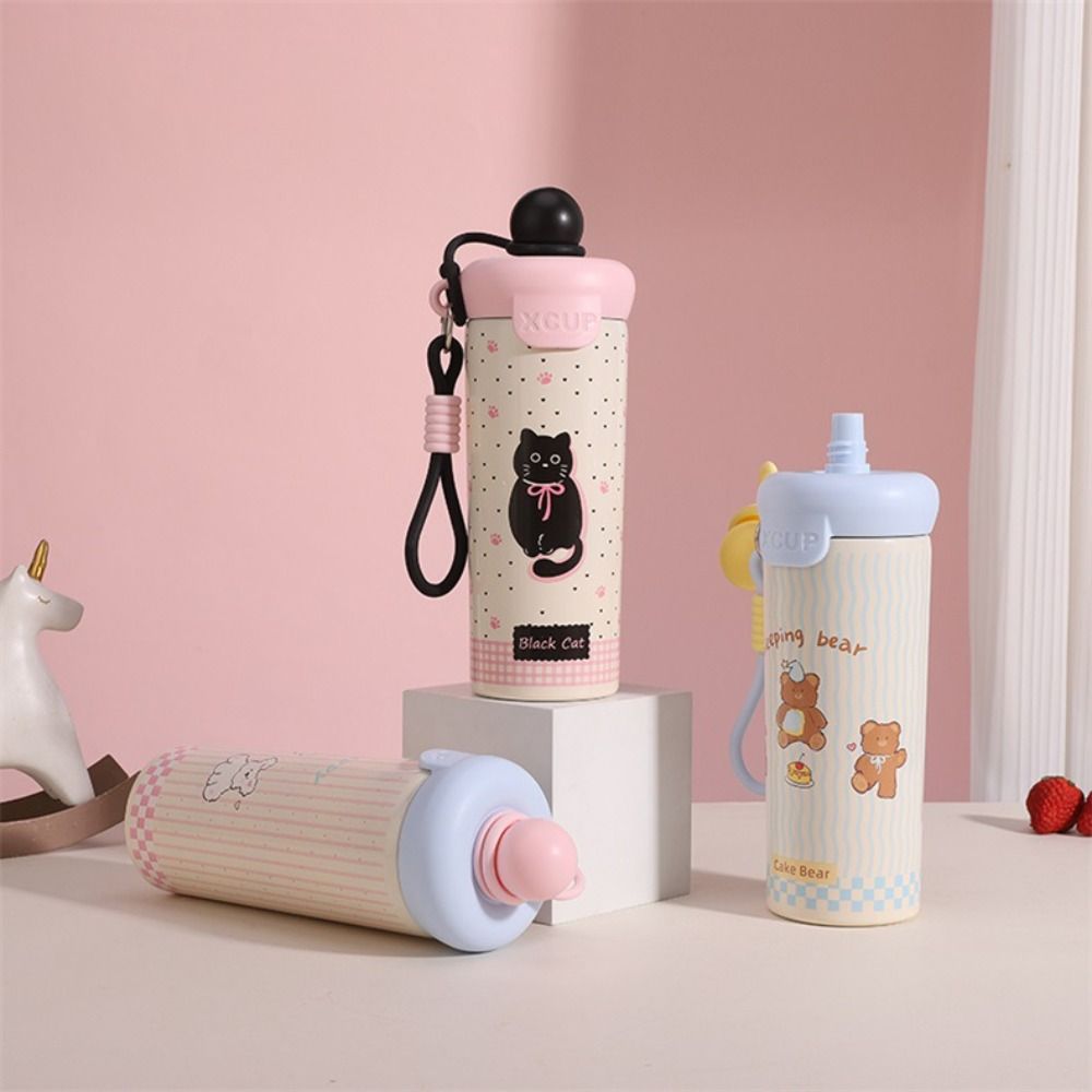 Large Capacity 316 Stainless Steel Cup With Strap Vacuum Flask Leakproof Water Bottle  Office Use