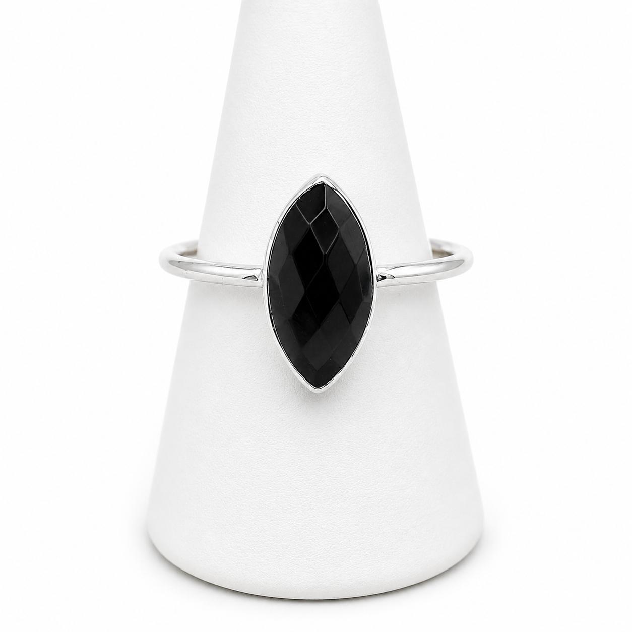 

Black Onyx Marquise Ring 925 Sterling Silver, Faceted Onyx Gemstone Ring, Sleek Minimalist Jewelry, Elegant Handmade Dainty Ring 4 серебряный