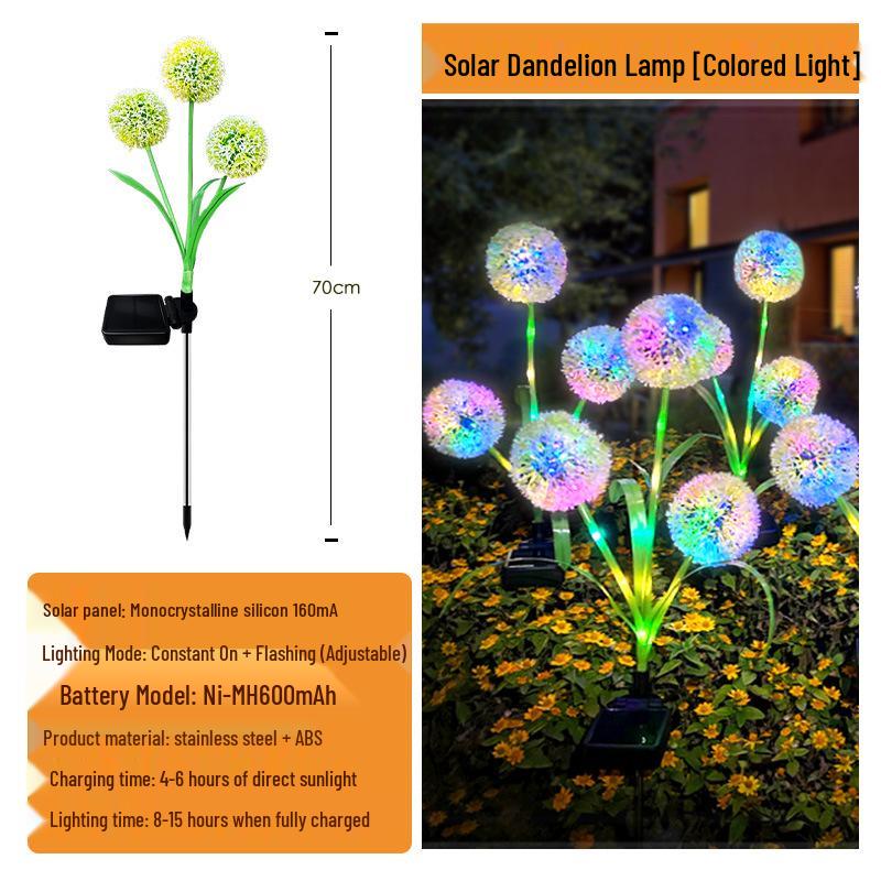Waterproof Solar LED Dandelion Lawn Lamp for Garden and Courtyard Decoration
