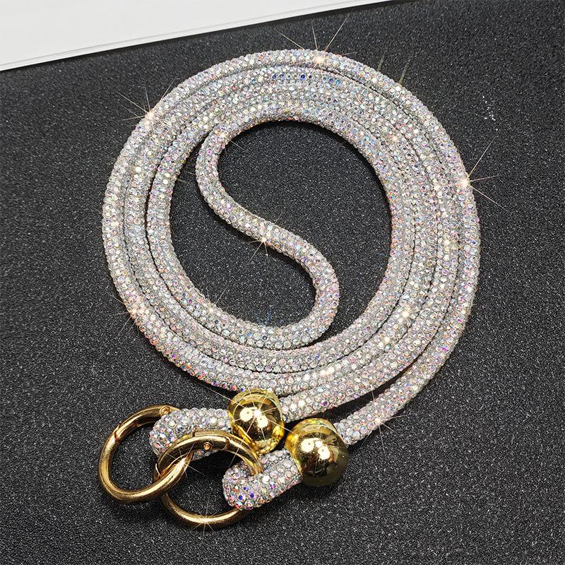 Glitter Crystal Rhinestone Phone Lanyard Bright Bling Bling Phone Case Chain Straps Crossbody Hanging Cord Phone Accessories