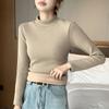 Threaded Velvet Half Turtleneck Bottoming Shirt for Women, Autumn and Winter New Style Thickened German Velvet Mid-collar Warm Top