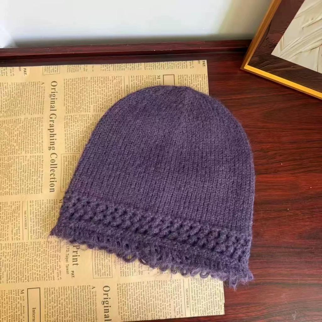 New Fashionable Tassel Edged Knitted Hat for Women  Versatile Face Showing Small Woolen Cold Hat  Korean Style Trendy Hat
