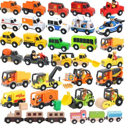 1PC Wooden Magnetic Train Car Locomotive Toy Wood Railway Car Truck Accessories Fit Biro Wooden Tracks Toys for Children Gifts