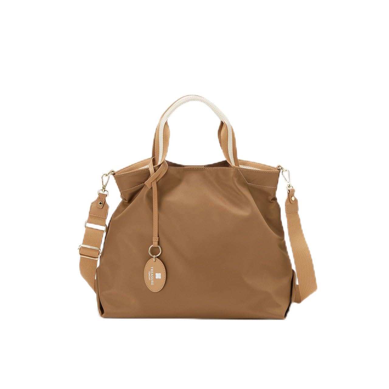 

[TREASURE TOPKAPI] Нейлоновая сумка-тоут 2-в-1 с полосатой ручкой, формат А4 (Верблюд)