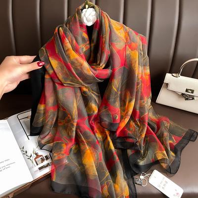 Fashion Gauze Scarf Sunscreen Scarves Female Style Beach Towel Popular Print Silk Shawl Luxury Dustproof Big Bandanna