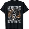 Nightmare Before Coffee Skeleton Messy Bun Halloween Costume T-Shirt
