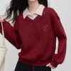Navava Casual Embroidery Stripe Collar Long Sleeve Sweatshirt Nt3279