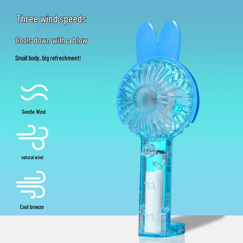 Cute Cartoon USB Rechargeable Silent Handheld Fan with Hook