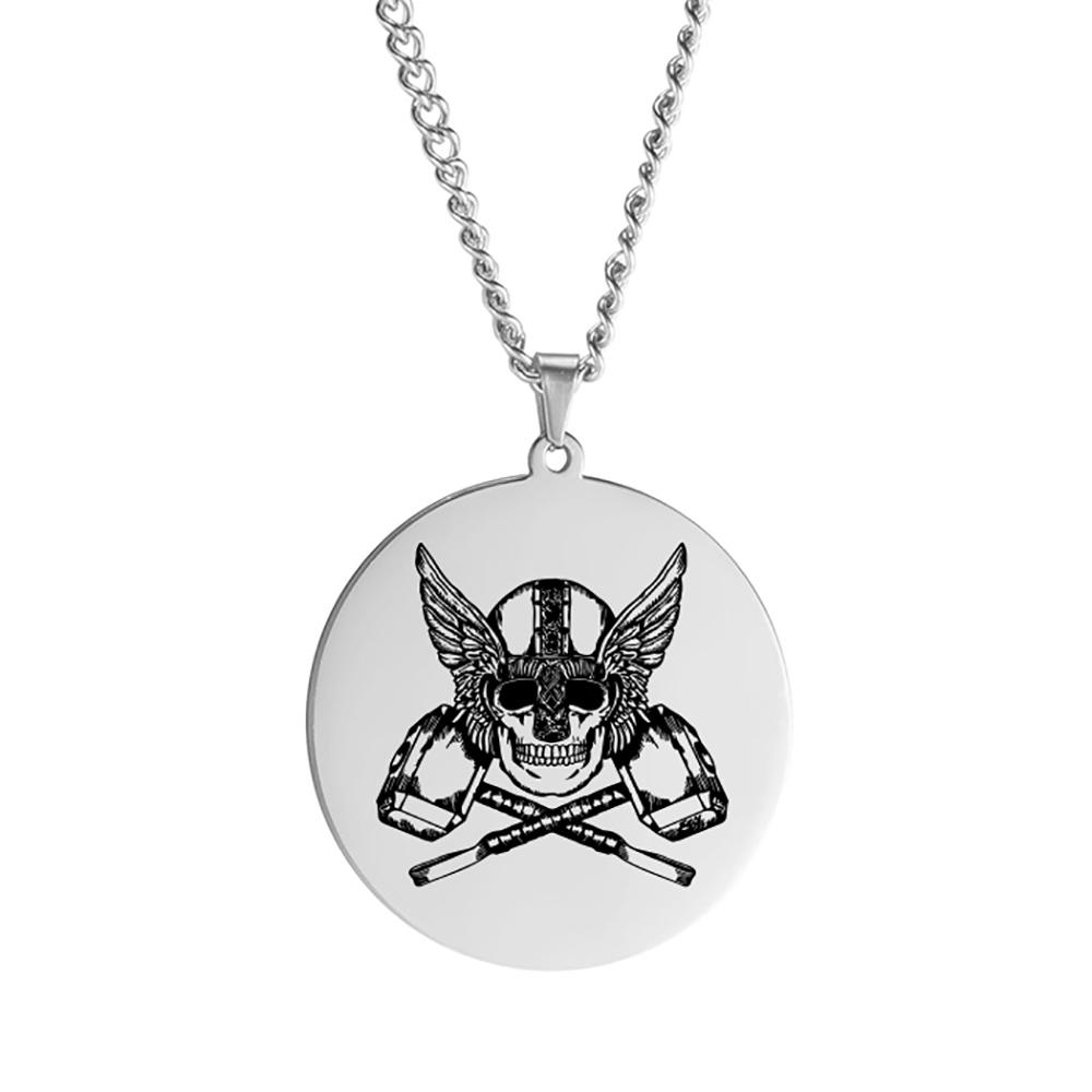 Viking Axe Helmet Pendant Tomahawk Necklace Odin Raven Slavic Amulet Norse Warrior Mythology Stainless Steel Jewelry