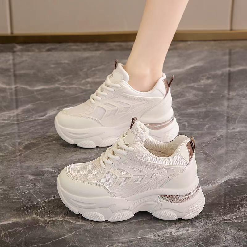 inner height increase women's single shoes spring new breathable dad shoes platform mesh small sports casual shoes women
