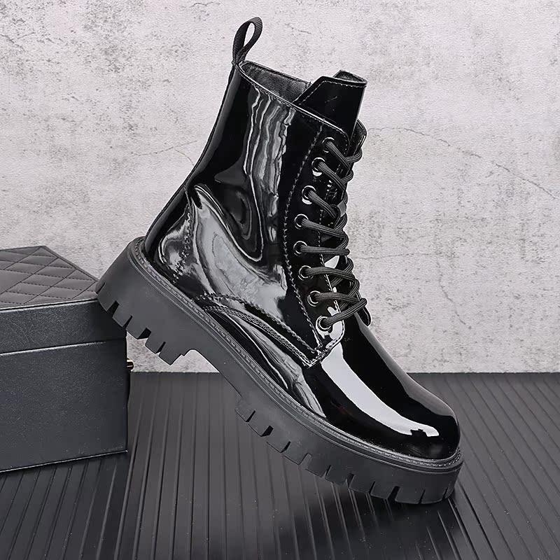 Herr lyxmode fest nattklubbsklänningar platåstövlar lackskor stilig cowboykänga hög topp botas hombre zapato